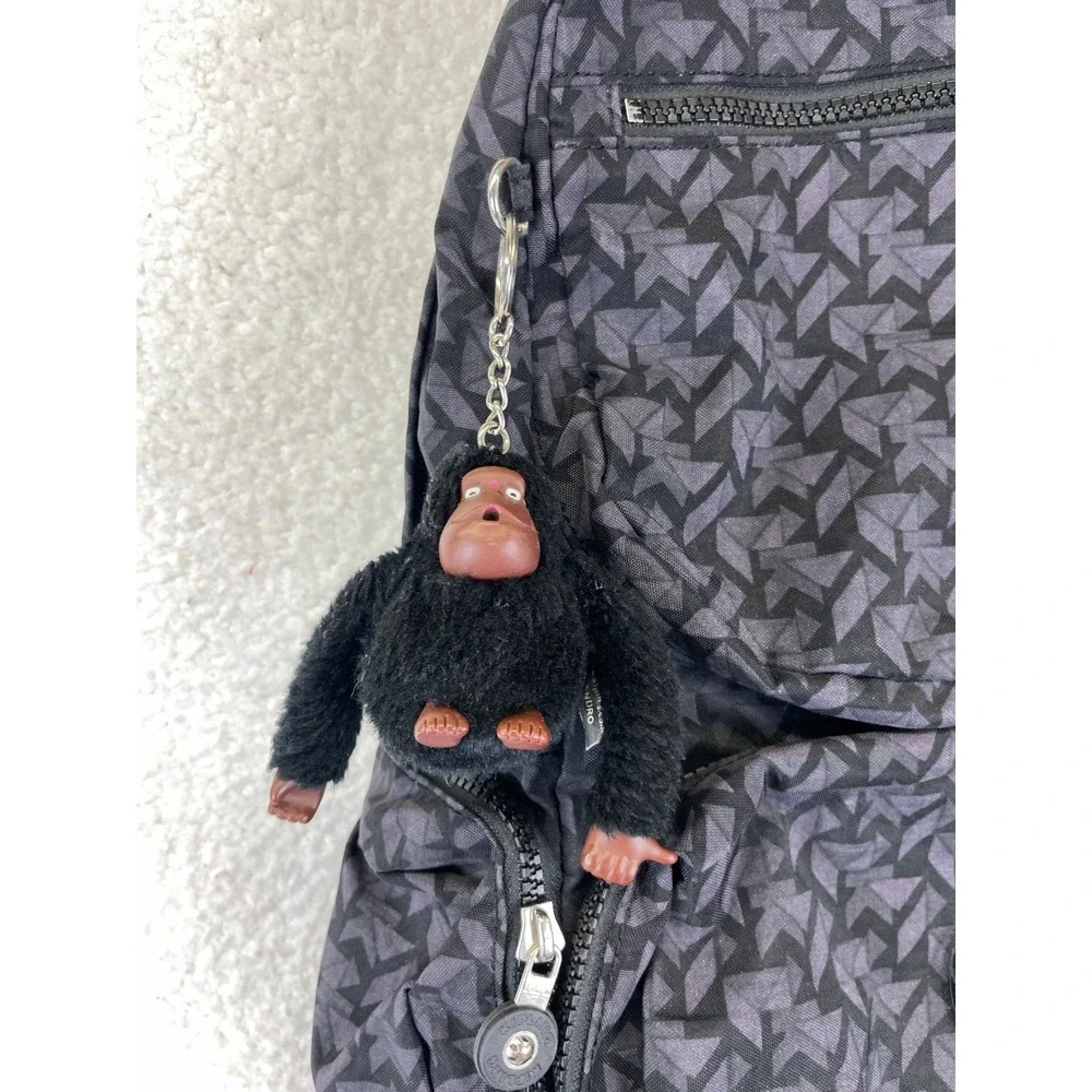Kipling Seoul Geometric Print Backpack Womens OS Gray Travel School Monkey Charm